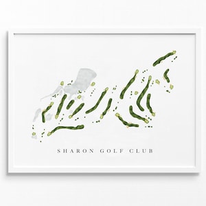 Sharon Golf Club / Sharon Center, OH / Mappa del campo da golf, regali personalizzati di arte del golf per uomo, decorazioni murali, stampa acquerello personalizzata