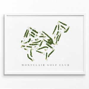 Montclair-golfclub | West Orange, New Jersey | Golfbaankaart, gepersonaliseerde golfkunstcadeaus voor mannen Muurdecoratie, aangepaste aquarelafdruk
