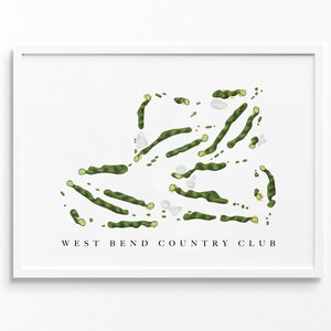West Bend Country Club / West Bend, WI / Mappa del campo da golf, regali personalizzati di arte del golf per uomini, decorazioni murali, stampa acquerello personalizzata