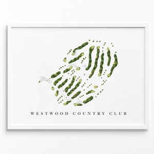 Westwood Country Club / Vienna, VA / Mappa del campo da golf, regali personalizzati di arte del golf per uomo, decorazione murale, stampa acquerello personalizzata