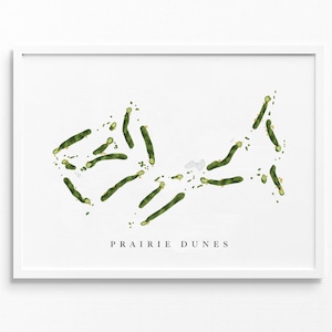 Prairieduinen | Hutchinson, Kansas | Golfbaankaart, gepersonaliseerde golfkunstcadeaus voor mannen Muurdecoratie, aangepaste aquarelafdruk