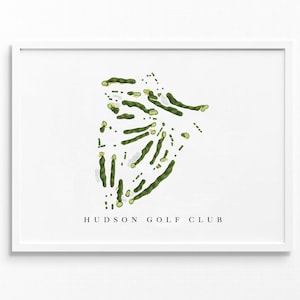 Hudson-golfclub | Hudson, Wisconsin | Golfbaankaart, gepersonaliseerde golfkunstcadeaus voor mannen Muurdecoratie, aangepaste aquarelafdruk