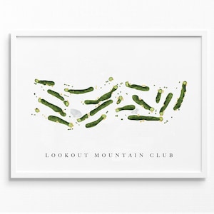 Lookout Mountain-golfclub | Chattanooga | Golfbaankaart, gepersonaliseerde golfkunstcadeaus voor mannen Muurdecoratie, aangepaste aquarelafdruk
