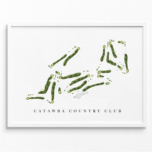 Catawba Country Club / Newton, NC / Mappa del campo da golf, regali personalizzati di arte del golf per uomini, decorazione murale, stampa acquerello personalizzata