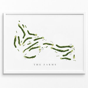 The Farms Country Club / Wallingford, CT / Mappa del campo da golf, regali personalizzati di arte del golf per uomo, decorazioni murali, stampa acquerello personalizzata
