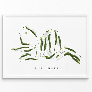 Burl Oaks Golf Club | Minnetrista, Minnesota | Golfbaankaart, gepersonaliseerde golfkunstcadeaus voor mannen Muurdecoratie, aangepaste aquarelafdruk