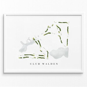 Club Walden | Aurora, Ohio | Golfbaankaart, gepersonaliseerde golfkunstcadeaus voor mannen Muurdecoratie, aangepaste aquarelafdruk