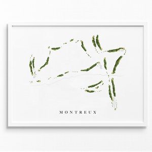 Montreux | Reno, Nevada | Carte du parcours de golf, cadeaux d'art de golf personnalisés pour homme, décoration murale, impression aquarelle personnalisée