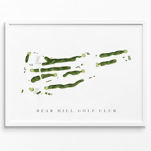 Bear Hill-golfclub | Stoneham, Massachusetts | Golfbaankaart, gepersonaliseerde golfkunstcadeaus voor mannen Muurdecoratie, aangepaste aquarelafdruk
