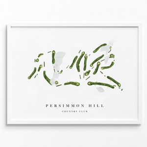 Kakiheuvel | Saluda, SC | Golfbaankaart, gepersonaliseerde golfkunstcadeaus voor mannen Muurdecoratie, aangepaste aquarelafdruk