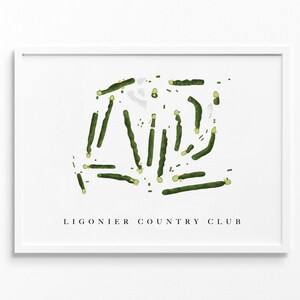 Ligonier Country Club / Ligonier, PA / Mappa del campo da golf, regali personalizzati di arte del golf per uomini, decorazioni murali, stampa acquerello personalizzata
