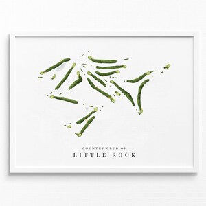 Country Club of Little Rock / Little Rock, AR / Mappa del campo da golf, regali personalizzati di arte del golf per uomini, decorazione murale, stampa acquerello personalizzata