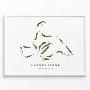 Stonebridge Country Club | Aurora, Illinois | Golfbaankaart, gepersonaliseerde golfkunstcadeaus voor mannen Muurdecoratie, aangepaste aquarelafdruk