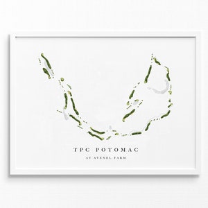 TPC Potomac bij Avenel Farm | Potomac, Maryland | Golfbaankaart, gepersonaliseerde golfkunstcadeaus voor mannen Muurdecoratie, aangepaste aquarelafdruk