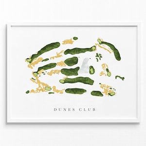 The Dunes Club | New Buffalo, Michigan | Golfbaankaart, gepersonaliseerde golfkunstcadeaus voor mannen Muurdecoratie, aangepaste aquarelafdruk