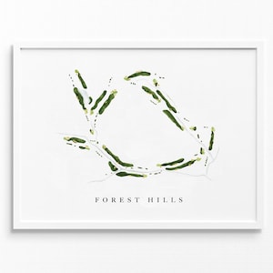 Forest Hills Countryclub | Chesterfield, MO | Golplatz Map, Golf Gemälde, Golf Geschenk, Golf Platz Layout | Aquarell Style Fine Art Druck