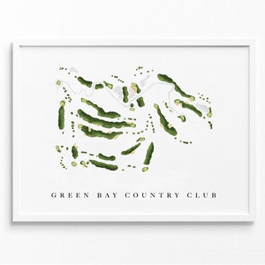 Green Bay Country Club | Wisconsin | Golfbaankaart, gepersonaliseerde golfkunstcadeaus voor mannen Muurdecoratie, aangepaste aquarelafdruk