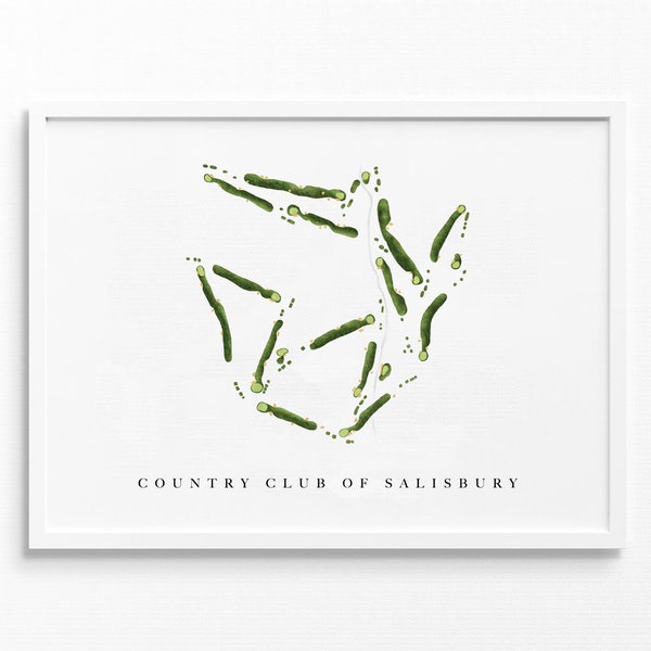 Country Club of Salisbury | Salisbury, NC | Golf Course Map, Personalized Golf Art Gifts for Men Wall Decor, Custom Watercolor Print