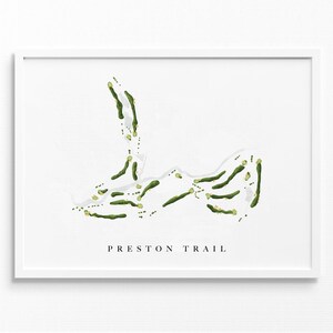 Preston Trail-golfclub | Dallas, Texas | Golfbaankaart, gepersonaliseerde golfkunstcadeaus voor mannen Muurdecoratie, aangepaste aquarelafdruk