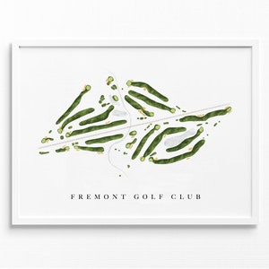 Fremont-golfclub | Fremont, NE | Golfbaankaart, gepersonaliseerde golfkunstcadeaus voor mannen Muurdecoratie, aangepaste aquarelafdruk