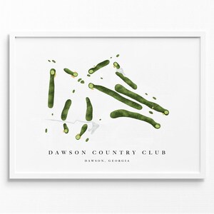 Dawson Country Club | Dawson, Georgia | Golfbaankaart, gepersonaliseerde golfkunstcadeaus voor mannen Muurdecoratie, aangepaste aquarelafdruk