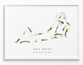 PGA West Mountain Course | La Quinta, CA | Golf Course Map, Personalized Golf Art Gifts for Men Wall Decor, Custom Watercolor Print