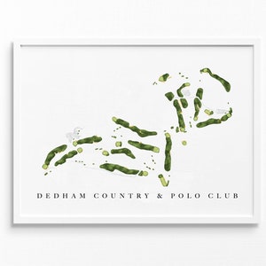 Dedham Country & Polo Club | Dedham, MA | Golf Platz Karte, Golf Kunst Geschenke für Herren Wanddekoration, Benutzerdefinierte Aquarell Druck