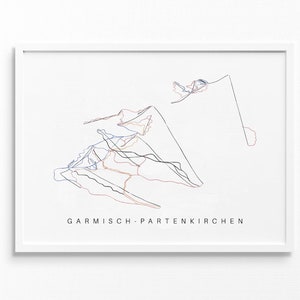Garmisch-Partenkirche | Deutschland | Bergspur Karte Geschenk Ski Dekor, personalisierte Familien Reise Winter Abenteuer, Kunstdruck