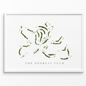 The Georgia Club | Statham, Georgia | Golfbaankaart, gepersonaliseerde golfkunstcadeaus voor mannen Muurdecoratie, aangepaste aquarelafdruk