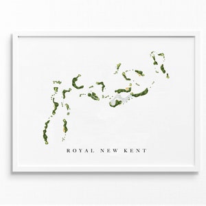 Royal New Kent | New Kent, Virginia | Golfbaankaart, gepersonaliseerde golfkunstcadeaus voor mannen Muurdecoratie, aangepaste aquarelafdruk