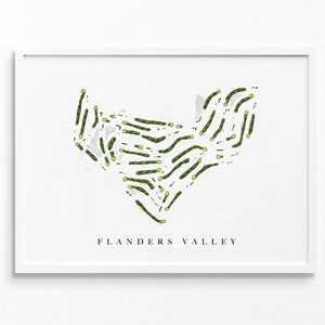 Golfbaan Flanders Valley | Vlaanderen, New Jersey | Golfbaankaart, gepersonaliseerde golfkunstcadeaus voor mannen Muurdecoratie, aangepaste aquarelafdruk