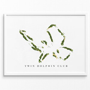 Twin Dolphin Club / Cabo San Lucas, México / Mapa del campo de golf, regalos de arte de golf personalizados para decoración de pared para hombres, impresión de acuarela personalizada