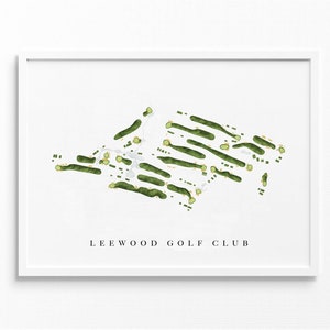 Leewood Golf Club | Eastchester, NY | Golfbaankaart, gepersonaliseerde golfkunstcadeaus voor mannen Muurdecoratie, aangepaste aquarelafdruk
