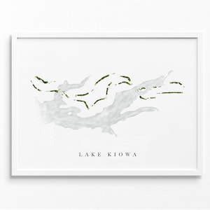 Lake Kiowa Country Club / Lake Kiowa, TX / Mappa del campo da golf, regali personalizzati di arte del golf per uomini, decorazioni murali, stampa acquerello personalizzata