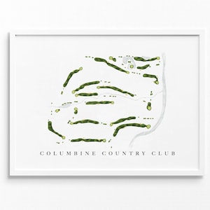 Columbine Country Club / Littleton, CO / Mappa del campo da golf, regali personalizzati di arte del golf per uomo, decorazione murale, stampa acquerello personalizzata
