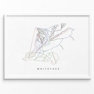 Whiteface | New York | Weg Karte Geschenk Berg Haus Ski Dekor, personalisierte Familien Reise Winter Abenteuer, Kunstdruck