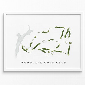 Woodlake-golfclub | Tazewell, Tennessee | Golfbaankaart, gepersonaliseerde golfkunstcadeaus voor mannen Muurdecoratie, aangepaste aquarelafdruk