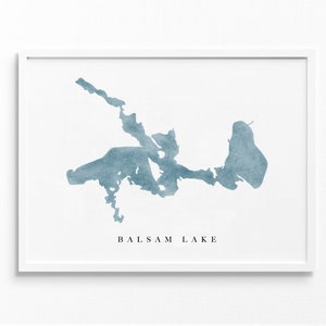 Lac Balsam | Wisconsin | Cadeau de carte aquarelle de lac, décoration de maison de lac, cadeau de mariage artistique personnalisé, peinture de voyage personnalisée, impression d'art