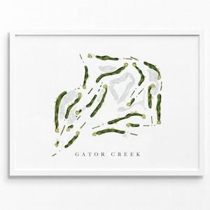 Gator Creek Golf Club | Sarasota, Florida | Golfbaankaart, gepersonaliseerde golfkunstcadeaus voor mannen Muurdecoratie, aangepaste aquarelafdruk