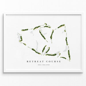 Rückzugkurs | Seeinsel, GA | Golf Platz Karte, Golf Kunst Geschenke für Herren Wanddekoration, Benutzerdefinierte Aquarell Druck