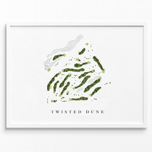 Twisted Dune-golfclub | Egg Harbor Township, NJ | Golfbaankaart, gepersonaliseerde golfkunstcadeaus voor mannen Muurdecoratie, aangepaste aquarelafdruk