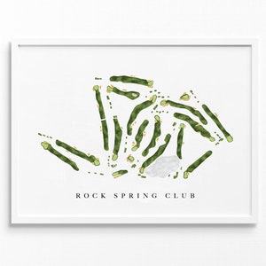 Rock Spring Club | West Orange, New Jersey | Golfbaankaart, gepersonaliseerde golfkunstcadeaus voor mannen Muurdecoratie, aangepaste aquarelafdruk