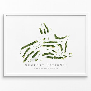 Newport National Golf Club | Middletown, RI | Golfbaankaart, gepersonaliseerde golfkunstcadeaus voor mannen Muurdecoratie, aangepaste aquarelafdruk
