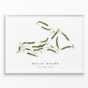 Belle Meade Country Club / Nashville, TN / Mappa del campo da golf, regali personalizzati di arte del golf per uomo, decorazione murale, stampa acquerello personalizzata