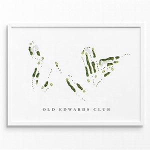 Old Edwards Club | Highlands, North Carolina | Golfbaankaart, gepersonaliseerde golfkunstcadeaus voor mannen Muurdecoratie, aangepaste aquarelafdruk