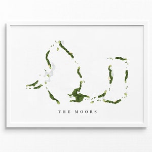 The Moors Golf Club | Portage, Michigan | Golfbaankaart, gepersonaliseerde golfkunstcadeaus voor mannen Muurdecoratie, aangepaste aquarelafdruk