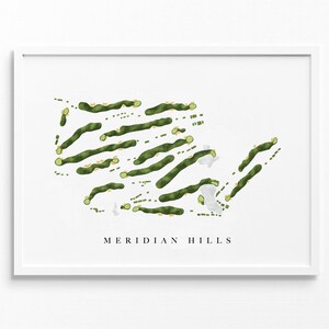 Meridian Hills Country Club / Indianapolis, IN / Mappa del campo da golf, regali personalizzati di arte del golf per uomini, decorazioni murali, stampa acquerello personalizzata