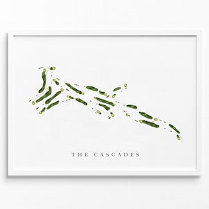 De watervallen bij The Homestead | Hot Springs, Virginia | Golfbaankaart, gepersonaliseerde golfkunstcadeaus voor mannen Muurdecoratie, aangepaste aquarelafdruk