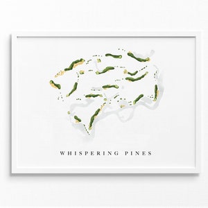 Whispering Pines Golf Club | Trinity, Texas | Golfbaankaart, gepersonaliseerde golfkunstcadeaus voor mannen Muurdecoratie, aangepaste aquarelafdruk