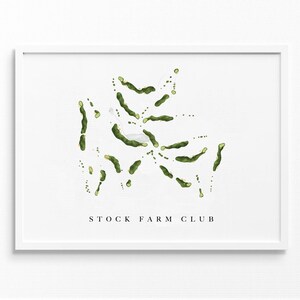 Stock Farm Club | Hamilton, MT | Golfbaankaart, gepersonaliseerde golfkunstcadeaus voor mannen Muurdecoratie, aangepaste aquarelafdruk